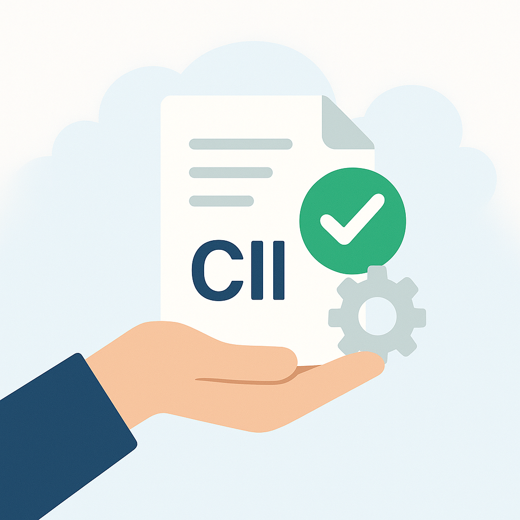 Illustration d'un document CII avec une coche verte